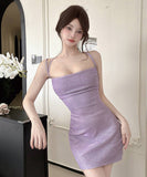 【2色】ミニドレス キャバドレス 着痩せ キラキラ 背露出 セクシー YH2-DD6601