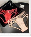 下着 サテンレース ショーツ 透け感 細ストラップ セクシー 三角ショーツ  綿100%のクロッチャー付き LW2-RS61-70d