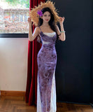 ロングドレス花柄キャミワンピレースセクシーエレガントマーメイドドレス肌見せ高級感旅行 WQ2-CD6-143-71390690