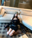 【秋冬新作】 ミニドレス キャバドレス セクシー オフショルダー ワンショルダー ショートドレス   デート パーティー LW2-XKDD435A-6189-Oct13