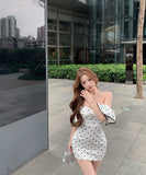 ミニドレス キャバドレス セクシー ボディコン ドットフリル  ホルターネック ヴィンテージ風  甘めコーデ デート 女子会コーデ JC2-XKDD408A-2017-Sep1