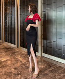 手作り 膝丈ドレス エレガント セレブ風 宴会 チュール 披露宴 YH2-JY30117