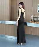 【3色】ロングドレス スリップナイトドレス  宴会 エレガント 谷間見せ セクシー キャバクラ 指名 気質 KS2-DD3910