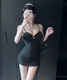 Lady's coco ミニドレス キャバドレス セクシー バイカラーデザイン ウエストシェイプ タイト 着痩せ効果 LW2-DD5809