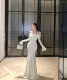 Lady's coco ロングドレス キャバドレス フレンチスタイル オフショルダー レースドレス タイト ウエストマーク 上品 セクシー 秋冬新作 LW2-CD7-238-87130600