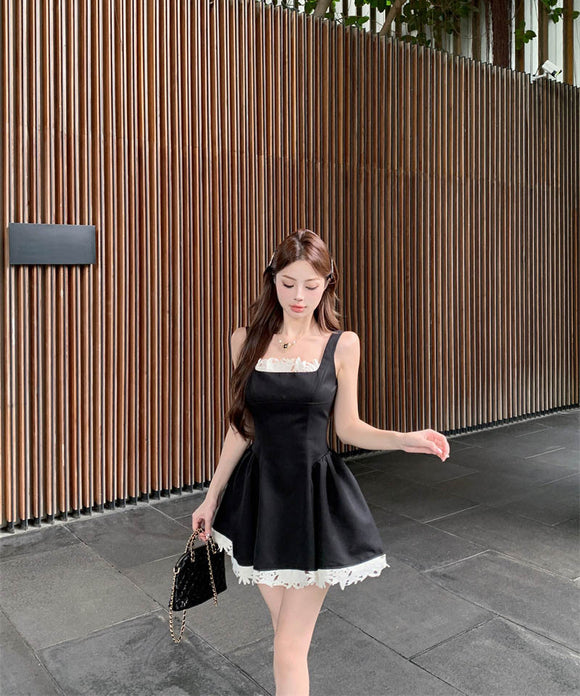 ミニドレスバックレスドレスAライン誕生日ドレスフリルカワセクシーエレガント着痩せナイトクラブパーティードレスレース WQ2-XKD-D308-6948-May22