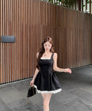 ミニドレスバックレスドレスAライン誕生日ドレスフリルカワセクシーエレガント着痩せナイトクラブパーティードレスレース WQ2-XKD-D308-6948-May22