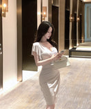 ミニドレス キャバドレス キャミワンピ セクシー スリムワンピース ライラックアプリコット エラスティック 大人女性 優雅 デート JC2-XKDD318A-6327-Aug23