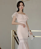 膝丈ドレス キャバドレス ワンショルダー 着痩せ セクシー エレガント おしゃれ YH2-ZED882709BH506