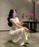 ロングドレスサテンドレス肌見せキャバドレスパーティーナイトクラブセクシーチュール WQ2-CD-2-761-77250580