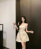 ミニドレスベアトップセクシーキャバドレスエレガントリボンかわいいパーティーナイトクラブ宴会SNS話題 WQ2-MXX2202