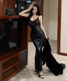 Lady's coco ロングドレス キャバドレス セクシー レースキャミワンピース ミックス 上品 シルエット インナー デート コーデ LW2-ZED883420DXH502