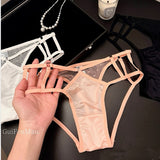 下着 サテンレース ショーツ 透け感 細ストラップ セクシー 三角ショーツ  綿100%のクロッチャー付き LW2-RS61-70d