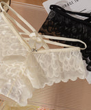 【5色】 下着 Tバック セクシー レース リボン シースルー  かわいい  抗菌加工 体温変色 レディース LW8-RS2268#