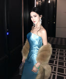 ロングドレス セクシー ベアトップサテン スリムフィット バックレス パーティー イブニング向け JC2-CD3-260-80360580