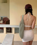 3点式セット ビキニ水着ホルターネックフリルセクシーワンピースエレガント気質 体型カバー WQ7-XYX89586