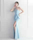 【6色】ロングドレス キラキラ パーティードレス ワンーショルダー お姫様 誕生日 演奏会 宴会 WQ2-YEY19971#