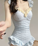 高級感水着ビキニモノキニフリル体型カバーワンピース露出控え温泉ビーチ海着痩せタンキニ WQ7-YQ-HHhAB7WHLL