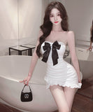 ミニドレス キャバドレス ノーショルダー 蝶結び セクシー おしゃれ YH2-DD6292