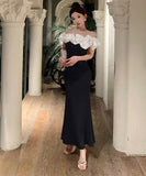 【3色】膝丈ドレス キャバドレス ワンショルダー 宴会 着痩せ セクシー おしゃれ YH2-ZED885368DXH238B