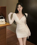 【4色】ミニドレス キャバドレス セクシー タイトミニワンピース 長袖 ショート丈 ボディコン LW2-DD5875