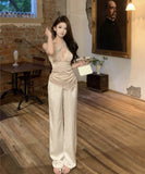 【2色】セクシートップスワンショルダーレース谷間見せコーデ万能ホルターネック気質 WQ2-XKD-D310-3048-Apr25