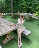 ミニドレスキャバドレスフリル個性感Vネック谷間見せエレガント大人可愛いセクシーフラワー WQ2-XKD-HS-109-8159-Apr11