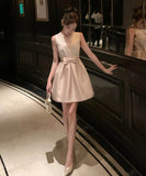 手作りドレスミニドレスセレブ風レースリボン宴会パーティー高級感大人可愛いエレガント WQ7-HR1991