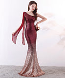 【3色】ロングドレス 高品質 キラキラ ナイトドレス 宴会 グラデーションカラーYH2-YEY8118#