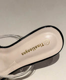 【2色】ハイヒール パンプス キラキラ スリッパ 美脚効果 歩きやすい 流行り OL 百掛け ヒール 靴 WQ5-HS6908-3