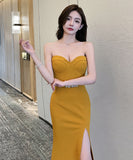 ロングドレス パーティードレス 宴会 ゴージャス 高見 脚長効果 MY2-YM9156