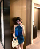 シャツホルターネックセクシーエレガント宴会パーティーセレブ風キラキラバックレス気質 WQ2-MXX3643