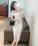 膝丈ドレス キャバドレス ワンショルダー 気質 エレガント 着痩せ おしゃれ YH2-DD6461