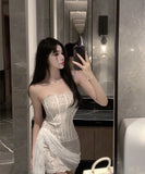 【2色】ミニドレス キャバドレス  花柄 レース セクシー ノースリーブ YH2-DD6215