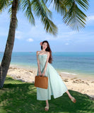 ロングドレスサンドレスAラインバックレスドレスフリル体型カバーセクシー大人可愛い旅行SNS話題 WQ2-CD4-516-52700550