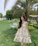 ミニドレスサンドレスAライン花柄フリル体型カバーセクシー大人可愛い旅行SNS話題 WQ2-CD3-227-10380700