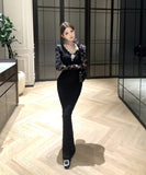 Lady's coco ロングドレス キャバドレス セクシー レースタイトドレス Vネック 上品 シルエット 二次会 披露宴 パーティー 女子会 LW2-OYF8726