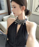 Lady's coco ミニドレス キャバドレス セクシー キラボシ レトロ ホルターネック ウエストシェイプ パーティー デート JC2-XKDD408A-7041-Oct13