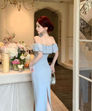 【2色】膝丈ドレス キャバドレス オープンショルダー セクシー おしゃれ YH2-ZED888342DXH238A