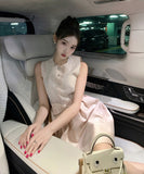 手作りドレスミニドレスセレブ風レースリボン宴会パーティー高級感大人可愛いエレガント WQ7-HR1991