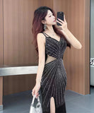 【3色】ロングドレス スリップナイトドレス  宴会 エレガント 谷間見せ セクシー キャバクラ 指名 気質 KS2-DD3910