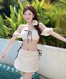 3点式セットビキニ水着ワンピパフスリーブオフショルダー温泉旅行ビキニ海大人可愛いモノキニタンキニ WQ7-CQ-GE