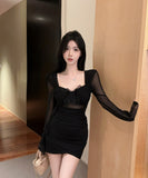 【2色】 ミニドレス キャバドレス セクシー  ナイトドレス ミニ丈 タイトワンピース オフショル Vネック リボンポイント ボディライン LW2-DD5839