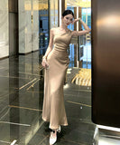 ロングドレス セクシー ワンショルダー バックレス フレンチエレガント 誕生日パーティー イブニング用ドレス JC2-CD3-260-70230620