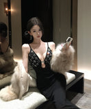 ロングドレス セクシー ラインストーン×メタルアクセント オフショルダー バンデージドレス エレガント パーティー JC2-XKDHS-109-8318-Sep4