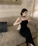 ロングドレスベアトップリボンセクシーエレガントバックレスドレスパーティーホルターネック WQ2-XKD-D408A-5049-Mar16