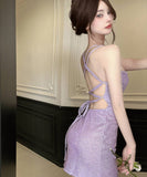 【2色】ミニドレス キャバドレス 着痩せ キラキラ 背露出 セクシー YH2-DD6601