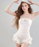 ビキニ水着タンキニモノキニ体型カバーリボンフリル大人可愛いAラインワンピース温泉ビーチ海 WQ7-YWDS125033