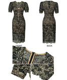 2色 レース 手作り 膝丈ドレス高品質 Ｖネック セレブ風 おしゃれ YH2-JY20459