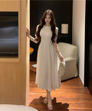 ロングドレス エレガント パールカラー フレンチスタイル ハイウエスト Aライン フレア パーティー デート 結婚式のお呼ばれ JC2-LQE1201HF350